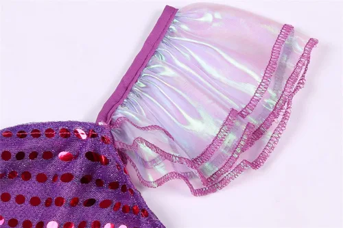 Vista 4 de IBQ Disfraz de sirena Ariel para niñas pequeñas, disfraz de princesa con accesorios