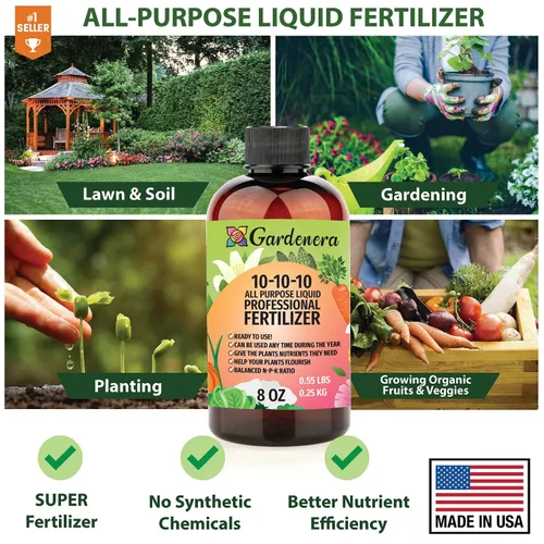 Vista 7 de Gardenera Alimento líquido multiusos prémium 10-10-10 para plantas, concentrado de fertilizante de jardín de grado profesional para césped, árboles