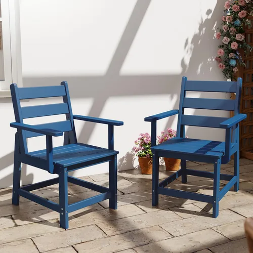 Vista 14 de GREENVINES Silla de comedor al aire libre HDPE, sillas sin brazos, negro