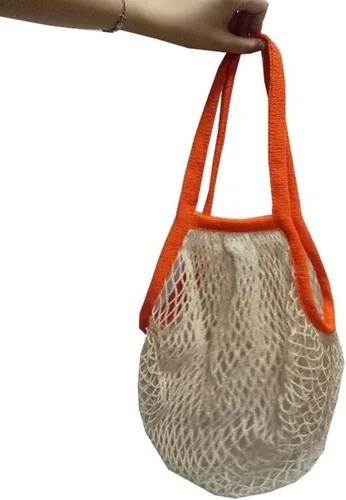 Vista 10 de Portátil reutilizable malla algodón red cadena bolsa organizador compras bolsa bolsa bolsa de almacenamiento de frutas nuevo (beige)