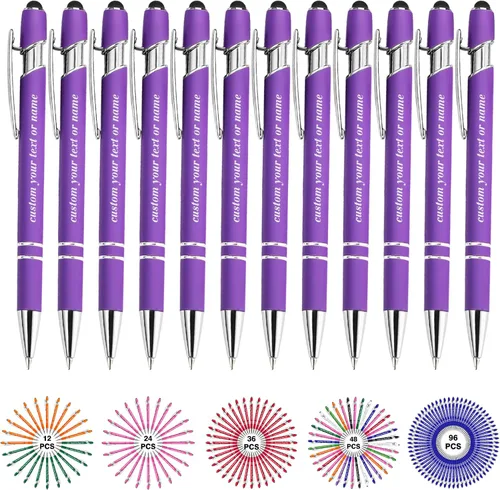 Vista 44 de Bolígrafos personalizados con nombre a granel, juego de bolígrafos personalizados, lápiz capacitivo grabado, logotipo, texto, regalo para negocios