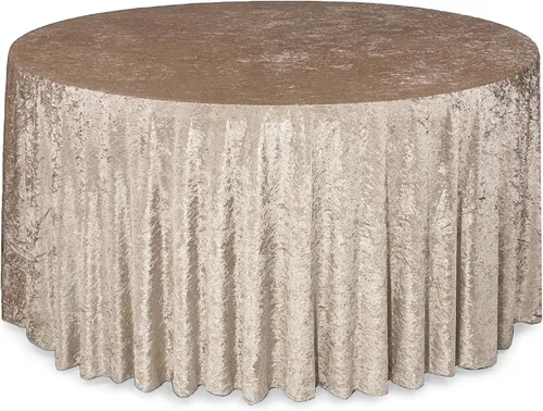 Vista 24 de YOUR CHAIR COVERS - Mantel redondo de terciopelo aplastado de 120 pulgadas para mesas redondas de 5 pies - Negro
