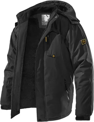 Vista 12 de Chaqueta de esquí para hombre, de invierno, con forro polar cálido, impermeable, cortavientos, con capucha, para montaña, senderismo, nieve y lluvia