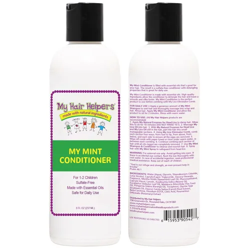 Vista 3 de My Hair Helpers - Paquete de champú y acondicionador de defensa y prevención de piojos para niños, aroma a menta, seguro para uso diario, funciona