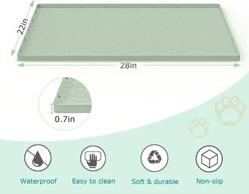 Vista 4 de Alfombra para Arena de Gatos, Alfombra de Silicona Grande para Caja de Arena - 28 x 22 pulgadas, Impermeable y Antideslizante, Duradero y Fácil