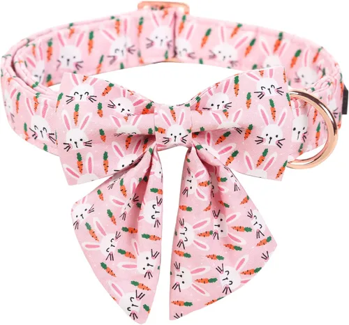 Vista 17 de ARING PET Collar de perro con corbatín, collares de terciopelo para perros con corbatín extraíble, collar de lazo ajustable para perros hembras