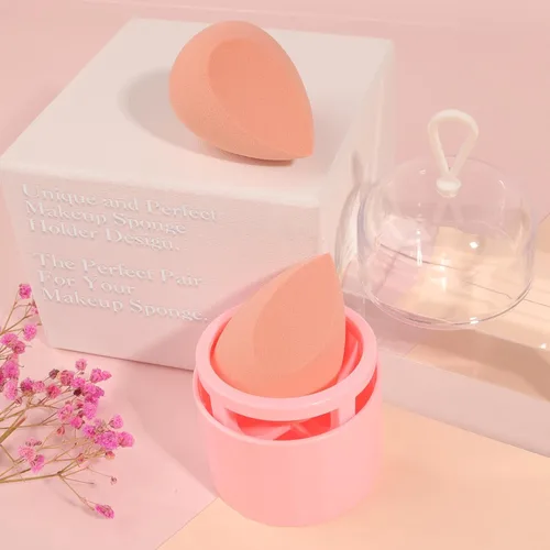 Vista 7 de Juego de esponjas de tocador, esponja mezcladora de belleza con soporte, mezcladora de maquillaje impecable para base, líquido, herramientas