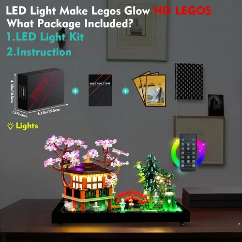 Vista 8 de LocoLee Kit de luces de control remoto compatible con Lego Tranquil Garden 10315 Zen Garden (solo luces, sin modelos) Juego de iluminación RC