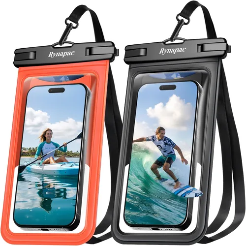 Vista 20 de Rynapac Funda impermeable para teléfono [hasta 8.5 pulgadas], paquete de 2, funda impermeable IPX8 con cordón para iPhone 17, 16, 15 Pro Max