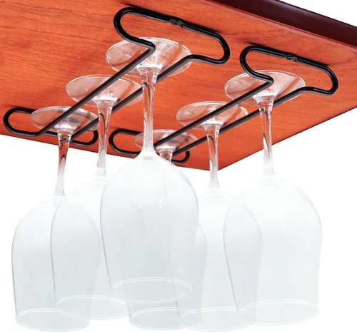 Vista 14 de Estante para copas de vino de 10 pulgadas debajo del gabinete, estante para almacenamiento de copas colgantes, organizador de vasos con secado
