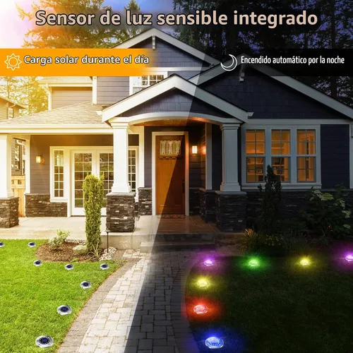 Vista 3 de Brizled - Luces solares para suelo, 12 unidades, 16 luces LED que cambian de color para exteriores