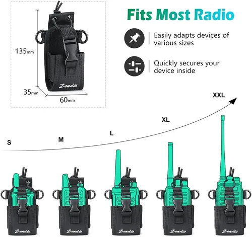 Vista 3 de Zeadio Versátil funda de radio bidireccional, funda universal duradera para radio bidireccional Walkie Talkies (ZNC-C, paquete de 2)