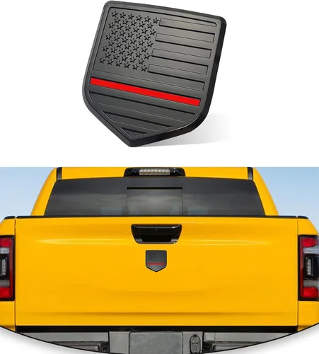 Vista 8 de Emblema de bandera estadounidense compatible con Ram 1500, 2500, 3500, 2009-2018 (negro)