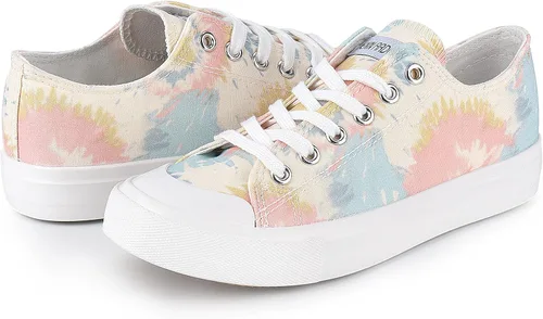 Vista 2 de JENN ARDOR Zapatillas de lona clásicas de corte bajo con cordones para mujer zapatos casuales de moda cómodos zapatos planos para caminar