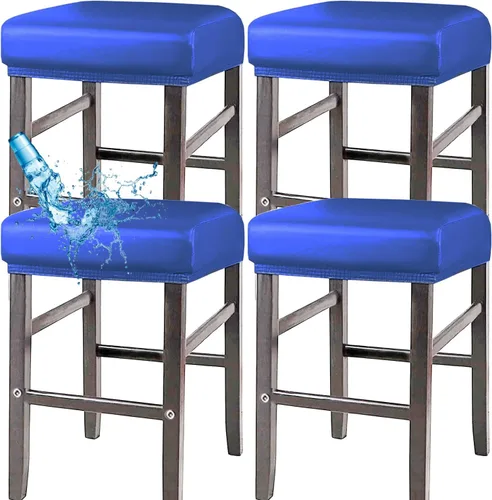 Vista 10 de ANWUCHEN Fundas de taburete rectangulares, paquete de 2 fundas elásticas impermeables de poliuretano rectangulares para taburetes de bar, fundas