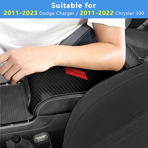 Vista 3 de Funda para reposabrazos de consola central adecuada para Dodge Charger 2011-2023, para Chrysler 300 2011-2022 de cuero antiarañazos, protector