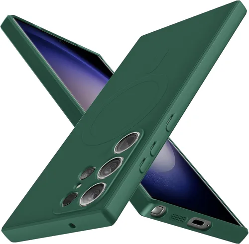 Vista 12 de Carcasa magnética para Samsung Galaxy S23 Ultra, color azul militar Funda protectora magnética incorporada, material de silicona, delgada, ligera
