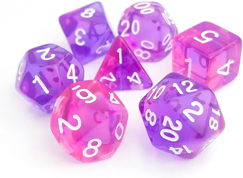 Vista 14 de Juego de Dados D&D de 7 Piezas Verde Transparente Color Mixto – Juego de Dados DND para D&D, COC, TTRPGs, Dungeons and Dragons, MTG, Accesorios