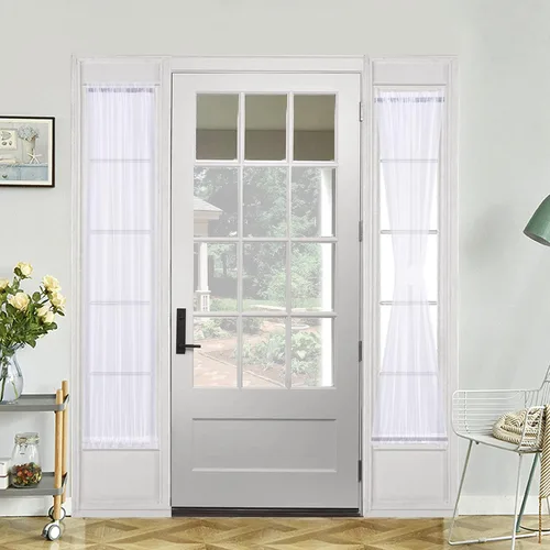 Vista 9 de Demetex Cortinas francesas para puerta delantera, juego de 2 paneles de cortina semitraslúcidos de lino para puerta delantera, pequeños