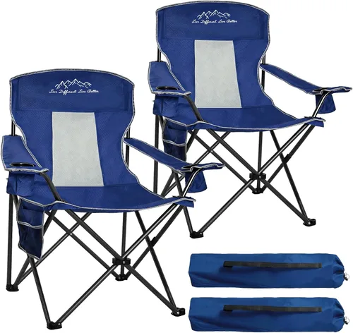 Vista 9 de Camping Chairs Outdoor Portable Folding Chair with Mesh Back, Black