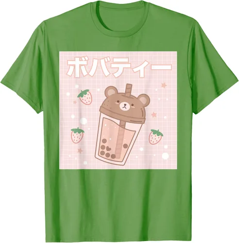 Vista 19 de Camiseta estética Kawaii con diseño de oso lindo y té con leche burbuja, talla S Blanco
