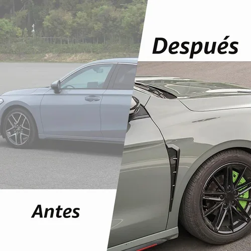 Vista 2 de Adhesivos de decoración para parachoques laterales de coche negro con rejilla de ventilación, material ABS, alerones para parachoques, adhesivos