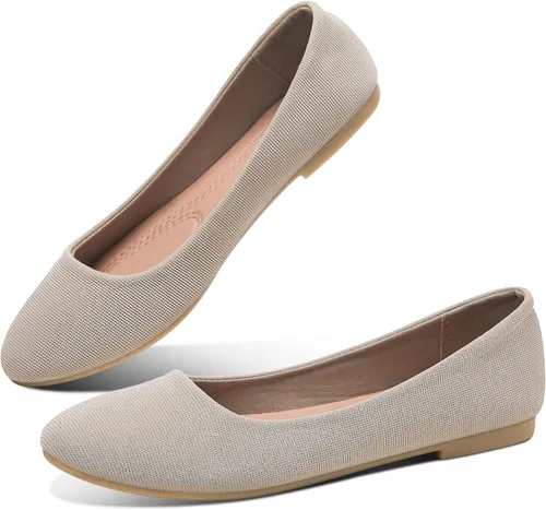 Vista 26 de Obtaom Zapatos planos de puntera redonda para mujer, zapatos de ballet negros para niñas