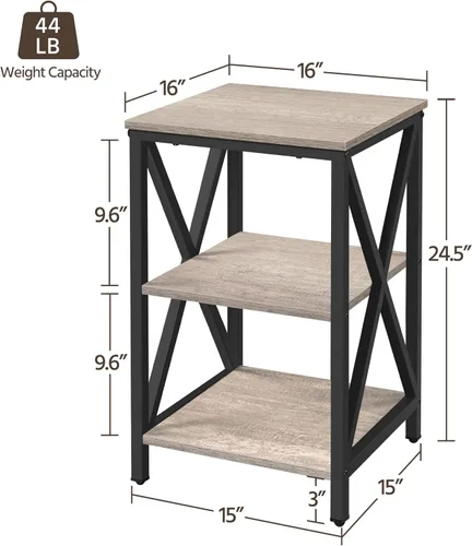 Vista 3 de Yaheetech - Mesa auxiliar de sala de estar, mesa lateral de 3 niveles con estantes de almacenamiento para oficina en casa, mesas de sofá de diseño X