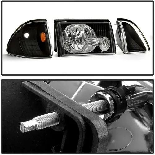 Vista 3 de West river Faro delantero transparente carcasa negra para Ford Mustang 1987