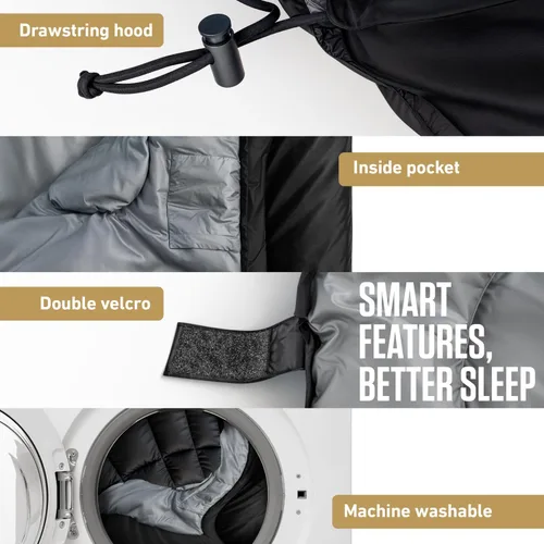 Vista 5 de VENTURE 4TH Saco de dormir para mochileros – XXL, tamaños dobles e individuales – Saco de dormir ligero para clima cálido y frío para adultos, niños