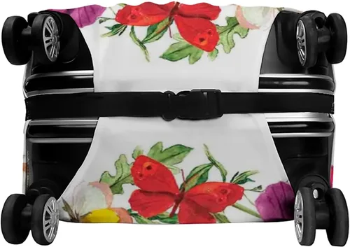 Vista 6 de Funda de equipaje de viaje, funda de maleta de viaje con mariposa, mariposa con hierbas, se adapta a equipaje de 30 a 32 pulgadas, lavable, a prueba
