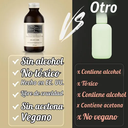 Vista 3 de Karma Organic Removedor de esmalte de uñas natural sin perfume con aceite de vitamina E, no tóxico, vegano, libre de crueldad, sin acetona