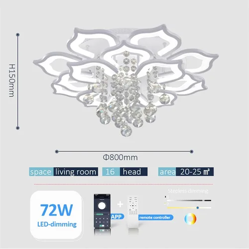 Vista 3 de AHAWILL Lámpara de techo moderna, lámpara LED de cristal empotrada con control remoto para sala de estar, dormitorio, pasillo, comedor, etc. 31.5