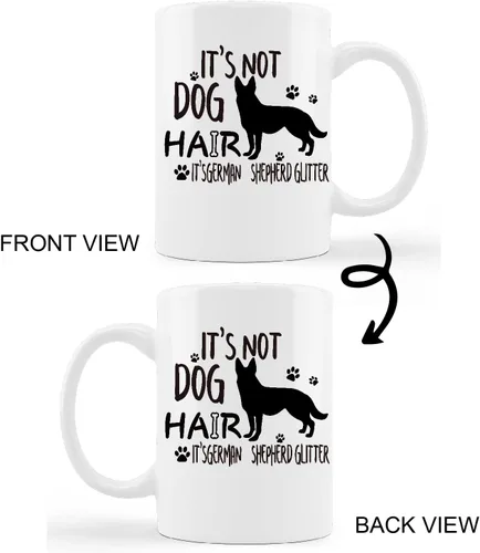 Vista 2 de kunlisa Divertida taza de pastor alemán, taza de cerámica con purpurina de pastor alemán, 11 onzas, regalos para amantes de los perros, mujeres