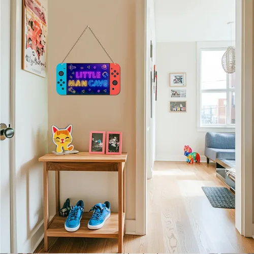 Vista 4 de Letrero de cueva de hombre pequeño para niños, consola de juegos, decoración de habitación de niños, astronauta espacial, decoración de pared