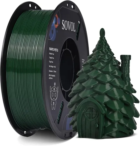 Vista 24 de Sovol Materiales de impresión 3D del filamento 5.74 ft m 2.2 lbs de PETG de Alta precisión, fuerte dureza, tensión de cableado, precisión Verde
