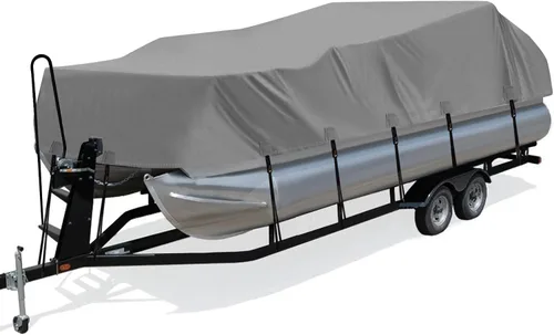 Vista 8 de Solim Trailerable Cubierta para Pontón de Servicio Pesado 1200D PU, 16-18 pies Grado Marino Impermeable Resistente a UV Lona de Poliéster Oxford