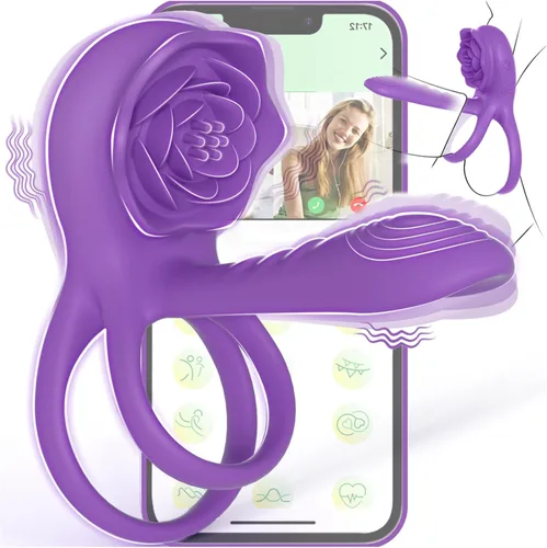 Vista 10 de Anillo vibrador para el pene con estimulador de clítoris rosa, vibrador de anillo para el pene para parejas, juguetes sexuales para hombres