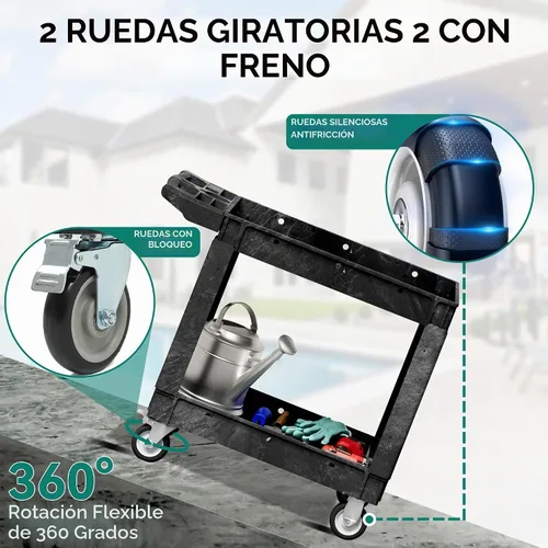Vista 5 de YITAHOME - Carrito utilitario gris sobre ruedas, capacidad de 550 libras, 40 x 17 pulgadas