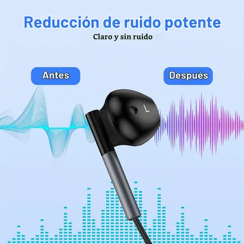 Vista 3 de Auriculares tipo C con cable para iPhone 16e 17/16 Pro Max/16 Pro/16 Plus/16/15, Auriculares USB C con cancelación de ruido y micrófono con control