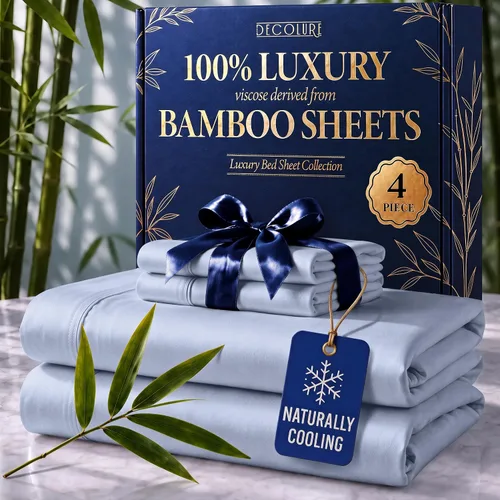 Vista 24 de DECOLURE Sábanas 100% Viscosa Derivada de Bambú Tamaño Individual - Sábanas de Lujo de 3 Piezas Naturalmente Refrescantes, Juego de Cama Ultra Suave