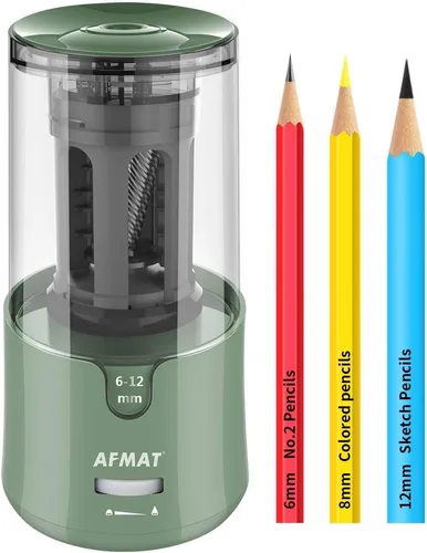 Vista 15 de AFMAT PS91 - Sacapuntas eléctrico, sacapuntas de alta resistencia para lápices de 0.236-0.472 pulgadas, lápices del N.º 2/lápices de colores, parada