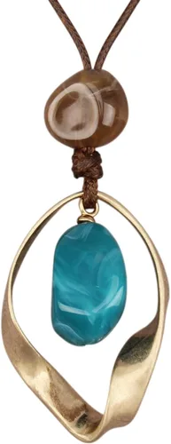 Vista 17 de Jeilwiy Collar de cuero para mujer, collar funky, gargantilla de cuerda con colgante, joyería de estilo bohemio