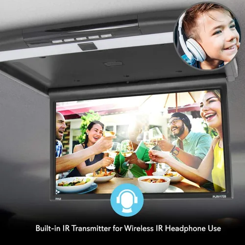 Vista 5 de Consola Pyle para techo de coche, con pantalla LCD abatible, panel de control con reproductor de TV HDMI con transmisor IR integrado
