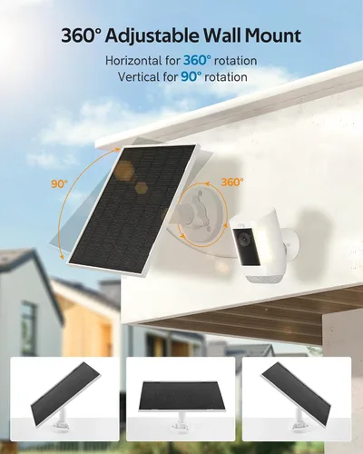 Vista 3 de Paquete de 2 cargadores de paneles solares Ring, paneles solares de 6.5W para cámara de seguridad, cargador de panel solar impermeable con puerto