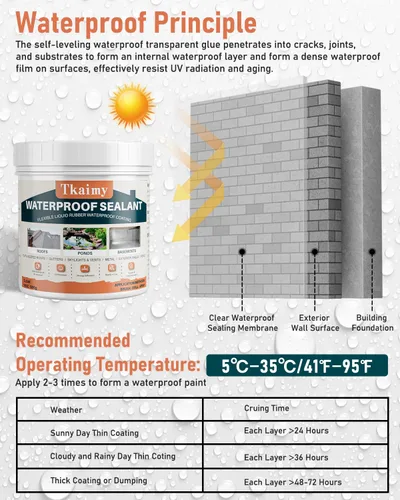 Vista 4 de Tkaimy Agente de recubrimiento impermeable invisible transparente, sellador impermeable líquido de 17 onzas, sellador de agua transparente