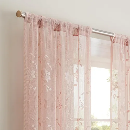 Vista 5 de Waverly Sherry Cortina de encaje ligera y elegante con bolsillo para varilla, cortina de ventana floral para sala de estar (1 panel), 54 x 63