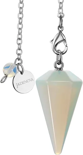 Vista 8 de JADENOVA Collar de Péndulo de Cristal Natural de Amatista Curativo para Mujeres Adivinación Radiestesia (Cristal con 2 cadenas), Gema, amatista