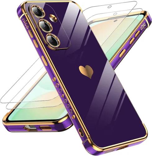 Vista 39 de LeYi Funda para Motorola-G 2025: Love Heart Plating Luxury, Negro