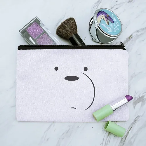 Vista 2 de We Bare Bears - Bolsa organizadora de maquillaje con diseño de oso de hielo, Blanco